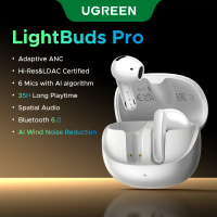 UGREEN Lightbuds Pro หูฟังไร้สาย รองรับ ANC แบบปรับได้, Bluetooth 6.0 ที่ผ่านการรับรอง Hi-Res และ LD