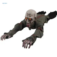 Scary Halloween Crawling Ghost Electronic Creepy Bloody Zombie with LED Eye Prop