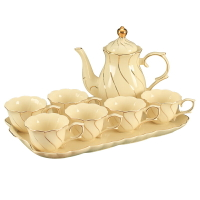 客廳水杯子套裝歐式茶具杯具套裝家用簡約耐熱冷水壺陶瓷杯禮盒裝