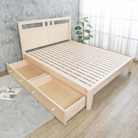Boden-森林家具 尼洛5尺雙人實木床架/床組-收納抽屜型