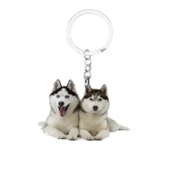 I Love Pet Dog Siberian Husky Baby Dog Acrylic Keyring Animal 2D Flat Keychain Men Key Chain Boyfriend Idea Gifts for Women 2024