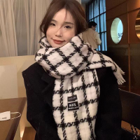韓系新款圍巾女冬季格子圍巾學生情侶氛圍感時尚保暖圍脖生日