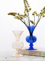 費靈家居北歐現代藍色茶色玻璃小花瓶藝術插花花器文藝小清新擺件