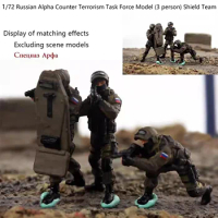 1/72 Russian Alpha Counter Terrorism Task Force Model (3 person) Shield Team Finished Colored Soldier Model