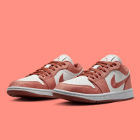 【NIKE 耐吉】休閒鞋 AIR JORDAN 1 LOW SE W CANVAS ORANGE 白桃粉 女鞋 FN3722-801