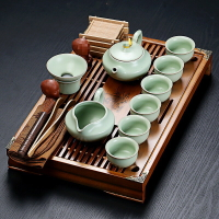 茶盤 紫砂陶瓷功夫茶具套裝家用茶杯辦公實木小茶盤抽屜式茶臺整套