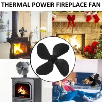 4 Blades Heat Powered Stove Fan Blade Eco Fan Quiet Home Fireplace Accessories Fan Blade Replacement With Screwdriver + 2 Screws