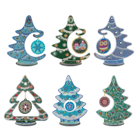 2D Flat Print Christmas Tree DIY Diamond Painting Tabletop Ornaments Kit Desktop Diamond Art Kits Iv