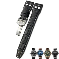 PCAVO 20mm 21mm 22mm Rivet Calfskin Leather Watch band Fit for IWC watch Big PILOT IW5009 SPITFIRE IW3777 Le Petit Prince Mark