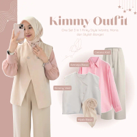 One Set Wanita 3in1 Soft Tone Pink Set | Kimmy Vest, Kemeja, Celana | Look Anggun & Modern - AO012N