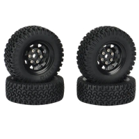 4PCS 1.55 Metal Beadlock Wheel Rim Tires Set For 1/10 RC Crawler Car Axial Jr 90069 D90 TF2 Tamiya CC01 LC70 MST