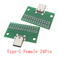 2Pcs TYPE-C Connector USB 3.1 Type C 24 Pin Female Socket Test PCB Board Adapter For Data Line Wire Cable Transfer