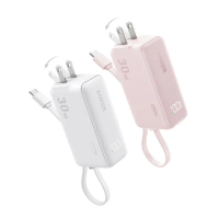 【ANKER】官方授權直營 A1636 Anker Fusion 行動電源5000mAh 30W 三合一自帶線自帶插頭(白/粉 具Wh標示)