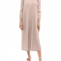 Issey Miyake Women Causal Long Sleeve Dress Korean Fashion Designer Loose Plus Size Clothes