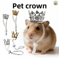 Mini Pet Crown Hat with Adjustable Chin Strap, Bling Rhinestone Princess Crown for Hamster Guinea Pi