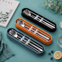 Amunra S-006 - Peralatan Untuk Makan Cantik Sendok Garpu Sumpit Set 3 In 1 Peralatan Makan Set Alat