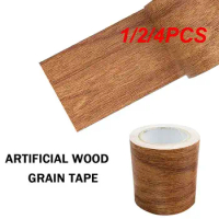1/2/4PCS Realistic Wood Grain Repair Duct Furniture Renovation Adhensive Skirting Waist Line Floor Stickers Home Decor