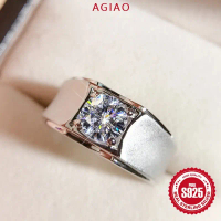 AGIAO Cincin Pria Dominan 5A Zircon Ring 925 Perak