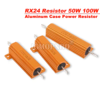 RX24 50W 100W Aluminum Power Metal Shell Case Wirewound Resistor 0.01R ~ 100K 1 6 8 10 20 200 500 1K 10K Ohm Resistance