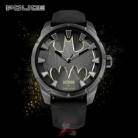Jam Tangan Pria POLICE x THE BATMAN The Bat New Version Ltd Edition Gold Black Leather Strap Origina
