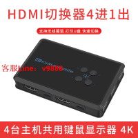 【咨詢客服應有盡有】高清HDMI切換器四進一出kvm4臺電腦共享顯示器鼠標鍵盤打印機 4K(2023)