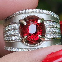Natural Red ruby Songea tanzania Hb Clean 2.74ct Ring gold diamond ICGL lab