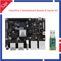 52Pi VisionFive 2 8gb Starter Kit Development Board WiFi Optional Heatsink Type-C Power Supply 64GB SD Card