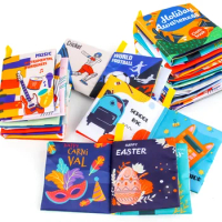 Baby cloth books frabic book for toddler kids early Education learning English Touch &amp; Feel Crinkle Books girl boy Toys Gift