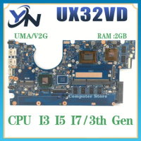 UX32VD Mainboard For Asus Vivobook UX32A UX32V Laptop Motherboard With 2GB-RAM I3 I5 I7 3th CPU GT620M 100% Test OK