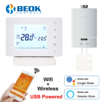 Beok BOT306RF-WIFI Wireless Wifi Thermostat for Gas Boiler Smart Termostat Temperature Controller Support Google Home Alexa
