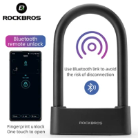 ROCKBROS Bicycle Lock Smart Fingerprint Bluethooth Lock Alloy USB Charging U-Shape Waterproof Durable Bike Accessories