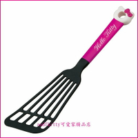 asdfkitty可愛家☆KITTY桃柄有洞長鍋鏟-可當不沾鍋煎匙-不傷鍋身-日本正版商品