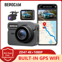 BEPOCAM ZD47 Dash Cam Car DVR Recorder Dual Lens 4K+1080P Built-in GPS Wifi Dashcam Autos Video Dashcam Rear Camera For Cars