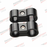 2PCS 4AN (11.9mm) To AN8 (17mm) Fuel Oil Hose Separator Clamp Bracket Black/Red/Blue/Silver