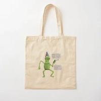 Wizard Kermit With Gun Behold The Most P Canvas Bag Grocery Fashion Tote Fabric Designer Reusable Printed Travel Shoulder Bag