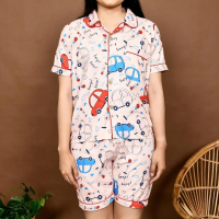 Pakaian One Set Setelan Stelan Baju Bju Tidur Piyama Piama Lengan Pendek Celana Panjang Wanita Cewek