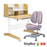【SingBee 欣美】寬105cm 兒童桌椅組SBR-602&amp;612S+CB132(書桌椅 兒童桌椅 兒童書桌椅 升降桌)
