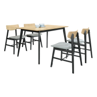 文創集 蘿克雙色4尺實木餐桌布餐椅組合(一桌四椅組合)-120x75x76cm免組