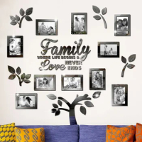 New 3D family tree shaped photo frame acrylic wall sticker mural art home mirror decoration detachable DIY Christmas decoration