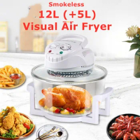 Air Fryer 17L Visual Electric Convection Oven Smokeless Grilled Chicken Wings Potato Roasted Chicken French Fries Barbecue Fryer