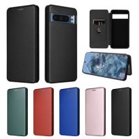 Googe Pixel8 Pro Case Carbon Fiber Leather Magnetic Flip Funda For Google Pixel8 Pro Wallet Card Ring Stand Cover Pixel8Pro 8Pro