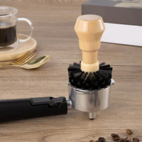 Portafilter Cleaning Brush Espresso Coffee Tamper Cleaning Brush Tool Grinder Cleaning Coffeeware with Wooden Handle
