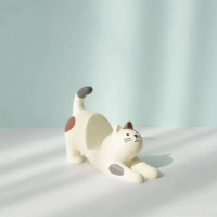 【hoi! 好好生活】療癒系貓咪伸懶腰造型手機架-三花貓