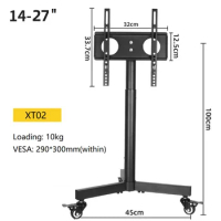 HILLPORT 14"-27" 32" Super Quality Mobile TV Cart Flat Panel LED LCD Plasma TV Stand and Monitor Cart XT02