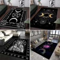 Witch Sun Moon Pentagram Altar Carpet for Living Room Gothic Decor Sofa Table Area Rugs Anti-slip Floor Mat Bathroom Doormat