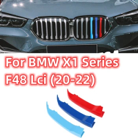 For BMW X1 Series F48 Lci 2020-2022 Car 3D M Styling Front Grille Trim Bumper Cover Strips Stickers External Car Accessories