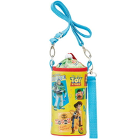 小禮堂 迪士尼 玩具總動員 水壺袋 水壺背袋 保冷 防水 環保杯袋 水瓶袋 500ml (黃紅 格圖)