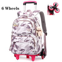 Troli Schoolbag kanak-kanak roda sekolah beg galas kanak-kanak yang boleh ditanggalkan beg sekolah untuk kanak-kanak perempuan dengan roda kanak-kanak perempuan beg buku bagasi