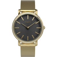【TIMEX】天美時 復刻系列 水晶錶圈仕女手錶 黑x金 TXTW2V52300