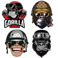 Monkey Soldier Decal Smoke Cigar Garage Gorilla Sticker Vinyl Waterproof Motorcycle Helmet Laptop Skateboard Mug Decal